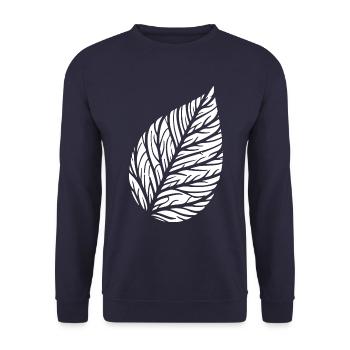 Herbstblatt Struktur - Unisex Pullover - Navy - Vorne - Alina (178cm) & Michal (187cm)