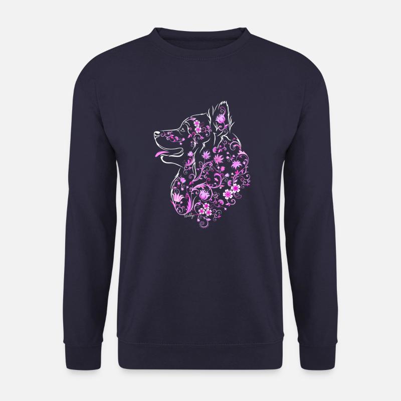 Blumenaufkleber Rosa - Unisex Pullover - Navy