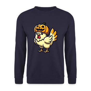 Halloween Chicken Pumpkin Cartoon October - Unisex Sweatshirt - navy - Front - Alina (178cm) & Michal (187cm)