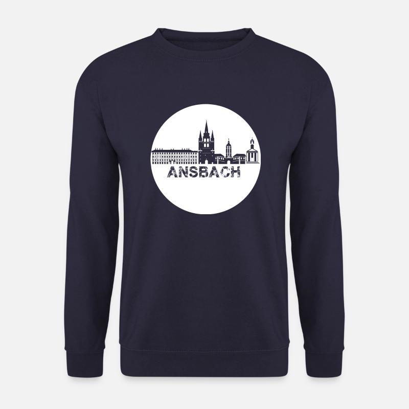 ansbach,skyline,white,circle - Unisex Sweatshirt - navy