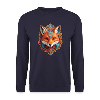 Cyber Fox Head - Unisex Sweatshirt - navy - Front - Alina (178cm) & Michal (187cm)
