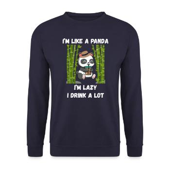 Lazy-Panda-Modus - Unisex Pullover - Navy - Vorne - Alina (178cm) & Michal (187cm)