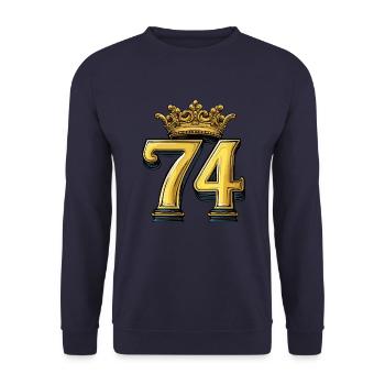 74 Nombre Couronne - Sweat-shirt Unisexe - marine - Devant - Alina (178cm) & Michal (187cm)