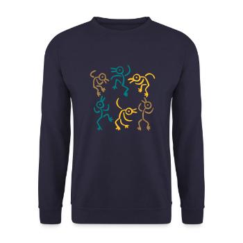 Tanzende Vögel Männer 3 Farben von Cheerful - Unisex Pullover - Navy - Vorne - Alina (178cm) & Michal (187cm)