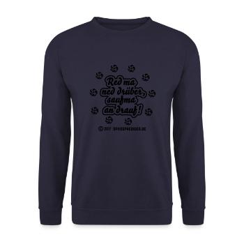 Saufen T Shirt Red ma ned drüber - Unisex Pullover - Navy - Vorne - Alina (178cm) & Michal (187cm)