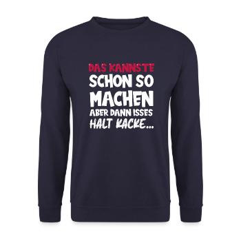 Lustiger Spruch in Comic style - Unisex Pullover - Navy - Vorne - Alina (178cm) & Michal (187cm)