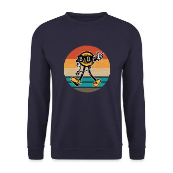 Krypto Investor Bitcoin Trader Blockchain BTC - Unisex Pullover - Navy - Vorne - Alina (178cm) & Michal (187cm)