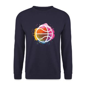 Cute Basketball Basketball Gift In Watercolor - Unisex Sweatshirt - navy - Front - Alina (178cm) & Michal (187cm)
