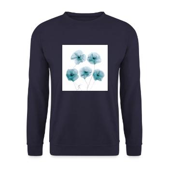 Poppy Photo White Blue Grey - Unisex Pullover - Navy - Vorne - Alina (178cm) & Michal (187cm)