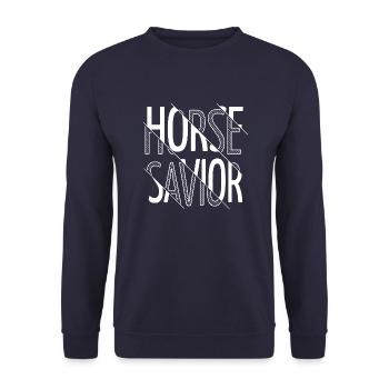 veganism cowboy animal lover - Unisex Pullover - Navy - Vorne - Alina (178cm) & Michal (187cm)