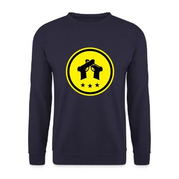 Pistole Symbol - Unisex Pullover - Navy - Vorne - Alina (178cm) & Michal (187cm)
