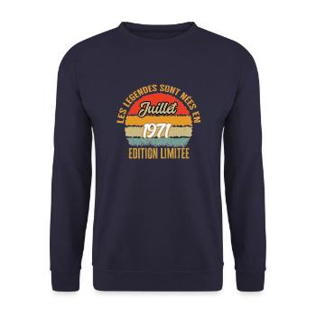 Légendes sont née en juillet 1971 édition limitée - Sweat-shirt Unisexe - marine - Devant - Alina (178cm) & Michal (187cm)