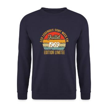 Légendes sont née en juillet 1969 édition limitée - Sweat-shirt Unisexe - marine - Devant - Alina (178cm) & Michal (187cm)