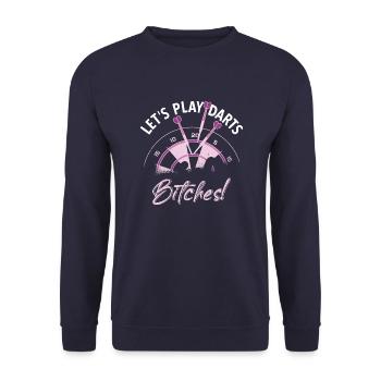 Dart Darts Vintage Dartpfeile - Unisex Pullover - Navy - Vorne - Alina (178cm) & Michal (187cm)