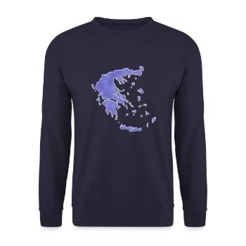 "Map", Boho Line Art Design, Series "Greece" - Unisex Sweatshirt - navy - Front - Alina (178cm) & Michal (187cm)