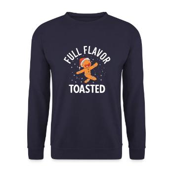 Lustige Lebkuchenmann Vintage Sprüche Weihnachtspl - Unisex Pullover - Navy - Vorne - Alina (178cm) & Michal (187cm)