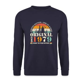 Original 1980 Jahrgang - 1980 Geburtstagsgeschenk - Unisex Pullover - Navy - Vorne - Alina (178cm) & Michal (187cm)