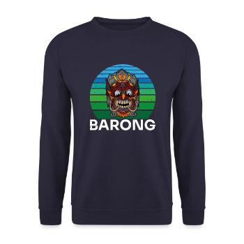 Barong Bali Tiermaskentanz Mythischer Löwe - Unisex Pullover - Navy - Vorne - Alina (178cm) & Michal (187cm)