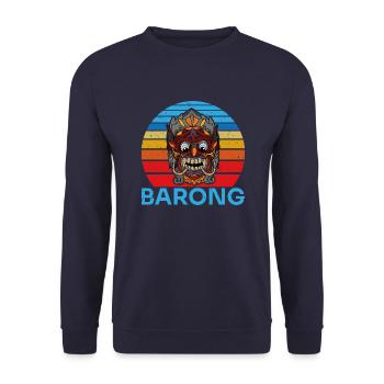Barong Bali Tiermaskentanz Mythischer Löwe - Unisex Pullover - Navy - Vorne - Alina (178cm) & Michal (187cm)
