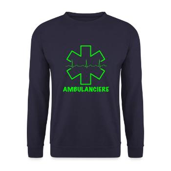 Ambulancière vert fluo - Sweat-shirt Unisexe - marine - Devant - Alina (178cm) & Michal (187cm)