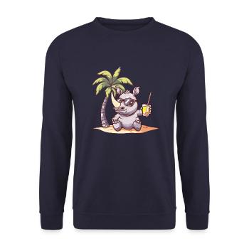 Rhino Summer Beach Comic - Unisex Sweatshirt - navy - Front - Alina (178cm) & Michal (187cm)