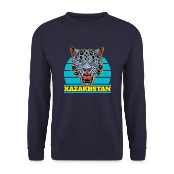 Kasachstan Astana National Tier Herkunft UdSSR - Unisex Pullover - Navy - Vorne - Alina (178cm) & Michal (187cm)