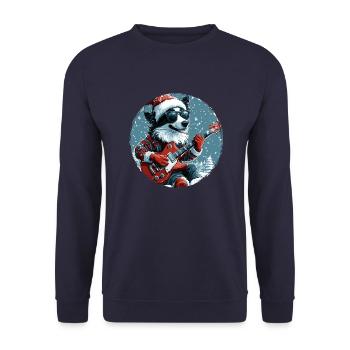 Border Collie Hund Weihnachten Rocker Gitarre - Unisex Pullover - Navy - Vorne - Alina (178cm) & Michal (187cm)