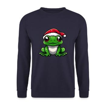 Frosch Weihnachten Niedlich - Unisex Pullover - Navy - Vorne - Alina (178cm) & Michal (187cm)