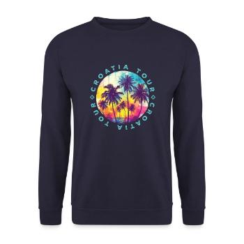 Visite de la Croatie Palmiers - Sweat-shirt Unisexe - marine - Devant - Alina (178cm) & Michal (187cm)