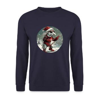 Horse Christmas Rocker Guitar - Unisex Sweatshirt - navy - Front - Alina (178cm) & Michal (187cm)