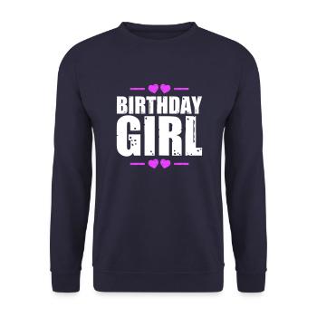 Birthday Girl Saying - Unisex Sweatshirt - navy - Front - Alina (178cm) & Michal (187cm)