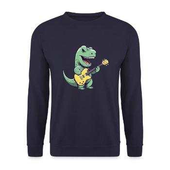 Trex Dinosaur avec guitare électrique - Sweat-shirt Unisexe - marine - Devant - Alina (178cm) & Michal (187cm)
