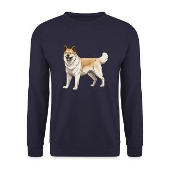 Akita Hund Tier - Unisex Pullover - Navy - Vorne - Alina (178cm) & Michal (187cm)