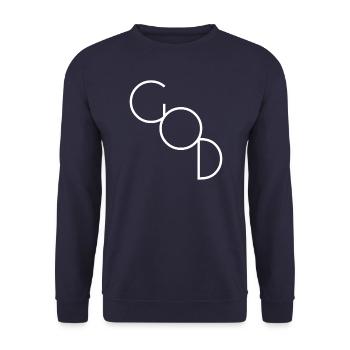 "just" GOD - "einfach" Gott das Bekenntnisdesign - Unisex Pullover - Navy - Vorne - Alina (178cm) & Michal (187cm)