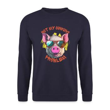 Not My Oinking Problem - Unisex Sweatshirt - navy - Front - Alina (178cm) & Michal (187cm)