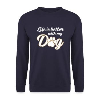 Life is better with my dog - Dog paw 2 - Unisex Sweatshirt - navy - Front - Alina (178cm) & Michal (187cm)