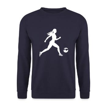 Soccer Woman Symbol Soccer Player Woman - Unisex Sweatshirt - navy - Front - Alina (178cm) & Michal (187cm)