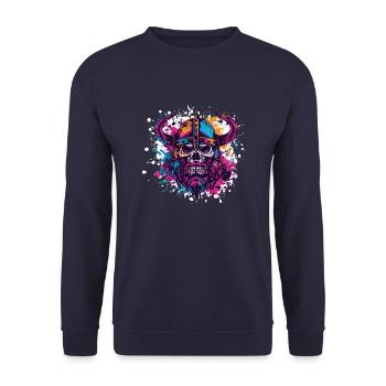 Viking Skeleton - Unisex Sweatshirt - navy - Front - Alina (178cm) & Michal (187cm)