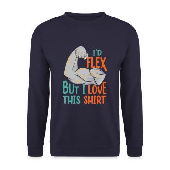 I'd Flex Funny Gym Bodybuilder Weightlifter - Unisex Pullover - Navy - Vorne - Alina (178cm) & Michal (187cm)