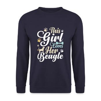 This Girl Loves Her Beagle Funny Beagle Dog Owner - Unisex Pullover - Navy - Vorne - Alina (178cm) & Michal (187cm)