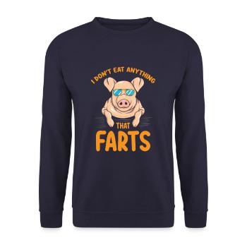 I Don't Eat Anything That Farts Funny Veganism - Unisex Pullover - Navy - Vorne - Alina (178cm) & Michal (187cm)