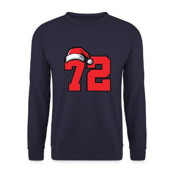 72 Zahl Weihnachten - Unisex Pullover - Navy - Vorne - Alina (178cm) & Michal (187cm)