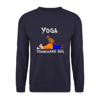 Yoga Downward Dog - Unisex Pullover - Navy - Vorne - Alina (178cm) & Michal (187cm)