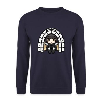 Iglu Eskimo Winter Comic - Unisex Pullover - Navy - Vorne - Alina (178cm) & Michal (187cm)