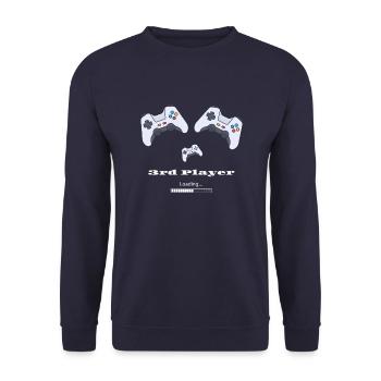 3rd Player Loading - Baby Party - Baby erwartet - Unisex Pullover - Navy - Vorne - Alina (178cm) & Michal (187cm)