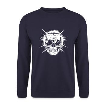 Punker Totenkopf Party - Unisex Pullover - Navy - Vorne - Alina (178cm) & Michal (187cm)