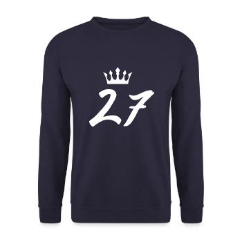27 Zahl Krone - Unisex Pullover - Navy - Vorne - Alina (178cm) & Michal (187cm)