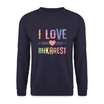I Love Bukarest - Unisex Pullover - Navy - Vorne - Alina (178cm) & Michal (187cm)