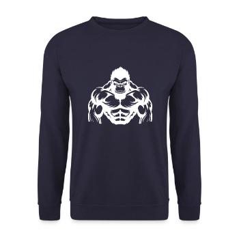 Gymnase d’entraînement Gorilla Muscles - Sweat-shirt Unisexe - marine - Devant - Alina (178cm) & Michal (187cm)