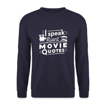 Cinema Lover Saying Minimalist Silhouette - Unisex Sweatshirt - navy - Front - Alina (178cm) & Michal (187cm)